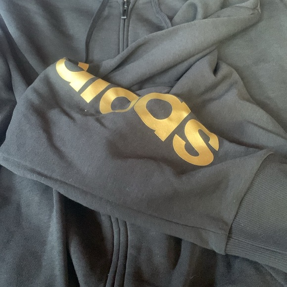 New ADIDAS Plus Size Zippered Logo-Sleeve Hoodie - Picture 7 of 7